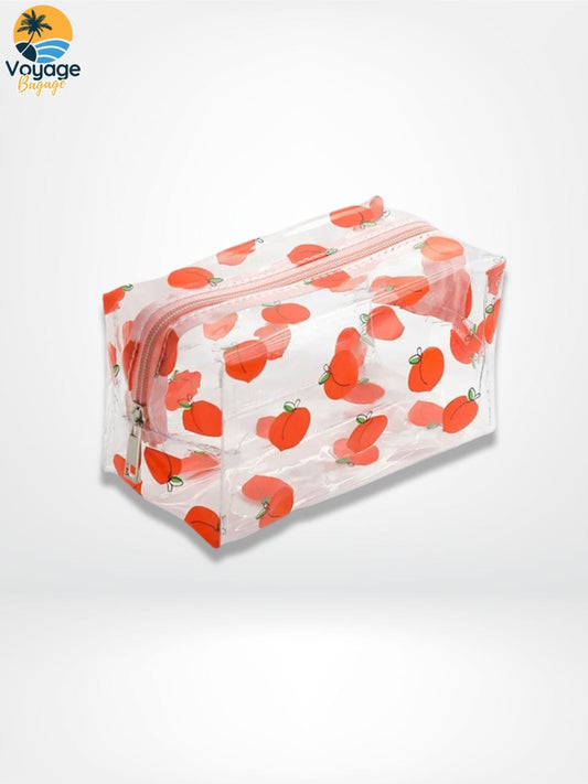 Trousse de toilette transparente fraise